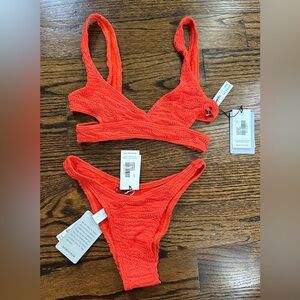 Bond-Eye Bikini NWT | Coral Tiger | Nino Cutout Bikini Top & Scene Bikini Bottom